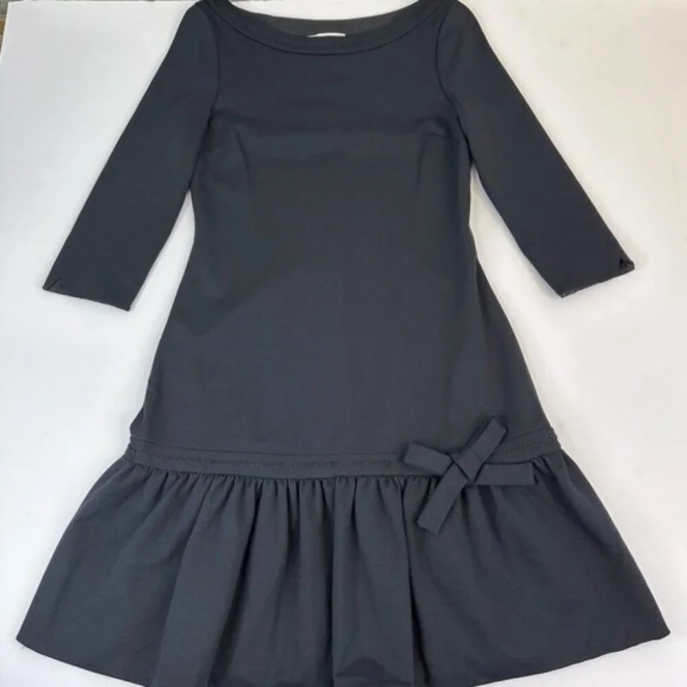 Kate Spade New York Arlen Ponte Dress Black 3/4 Sleeve Bow Drop Waist Size 2 NEW